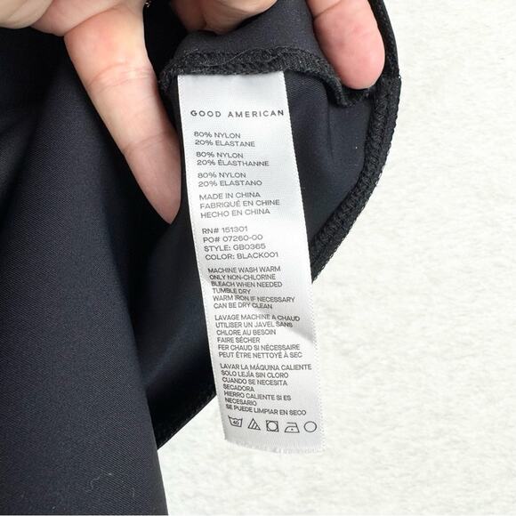 Good American Scuba Tee Thong Bodysuit Black Plus Size 5 (2X) Minimalist Office - Picture 12 of 16